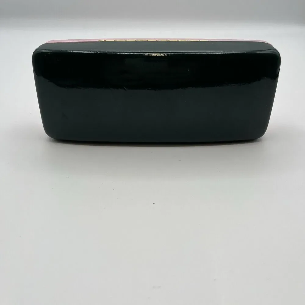 KATE SPADE NEW YORK PINK / GREEN CLAMSHELL SUNGLASSES CASE W/ CLEANING CLOTH‎